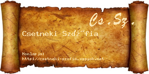 Csetneki Szófia névjegykártya